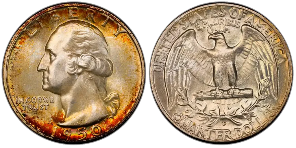 obverse and reverse of the 1950-D/D 25C